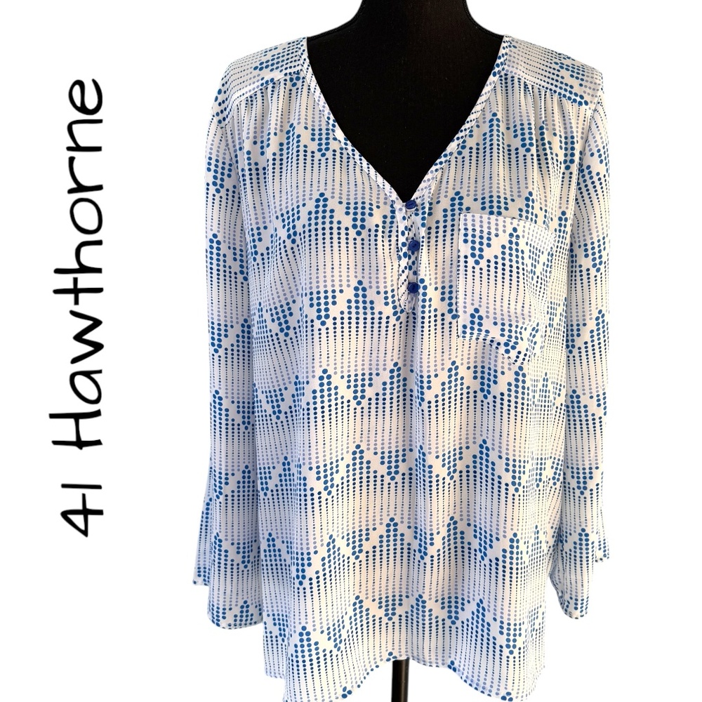 41 HAWTHORNE V-Neck Blouse, Size XL